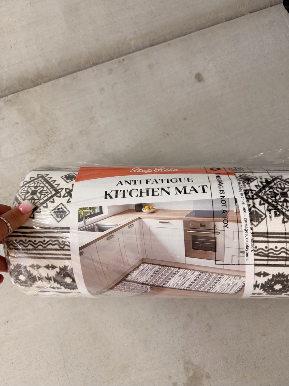 Anti-Fatigue Kitchen Mat - Black & White Tribal Pattern